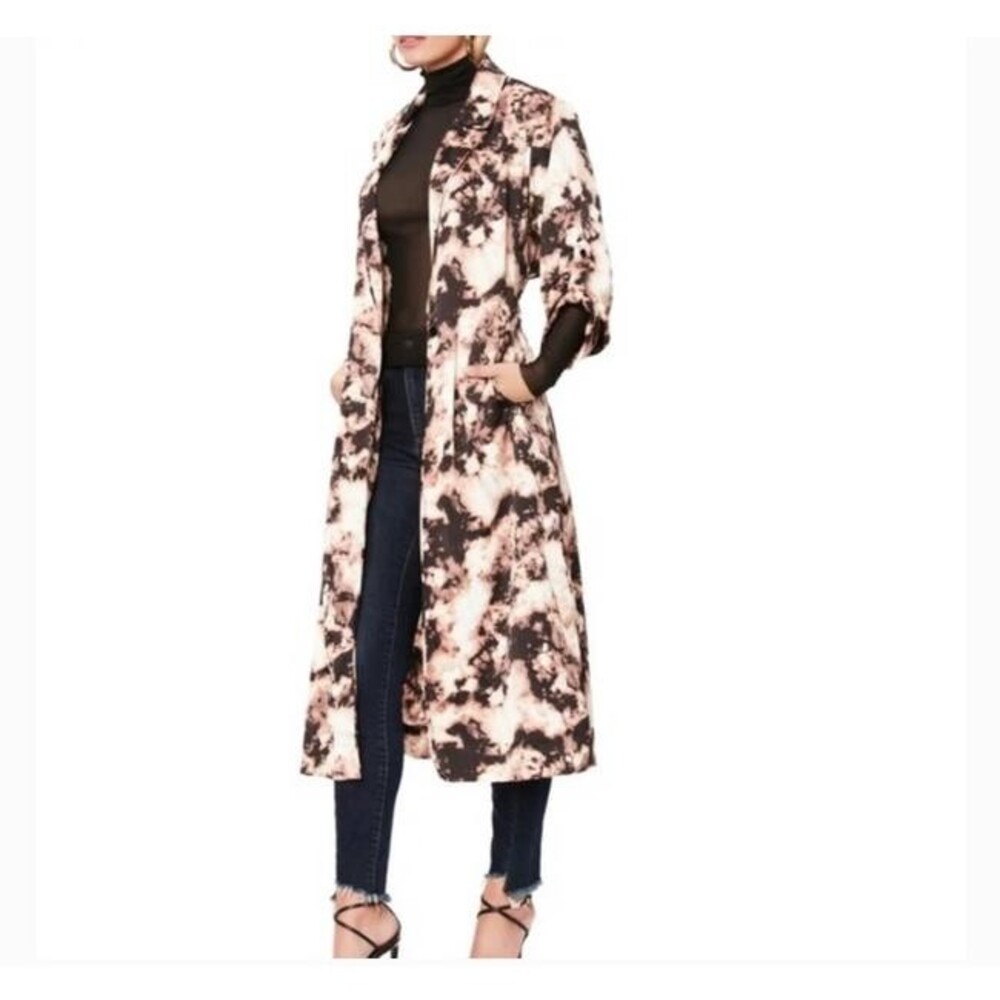 AFRM Hendrix Tonal Snakeskin Tie Dye Coat XS Duster Orange Brown Copper NWT B46